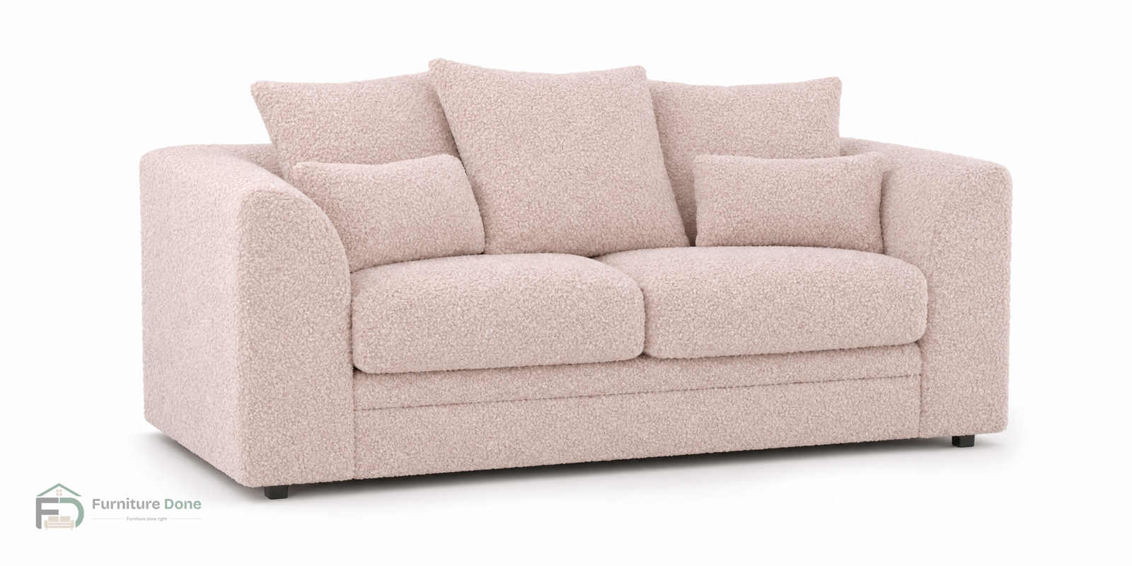 Chicago Scatter Back 2 Seater Sofa in Teddy Bouclé Pink — Furniture Done