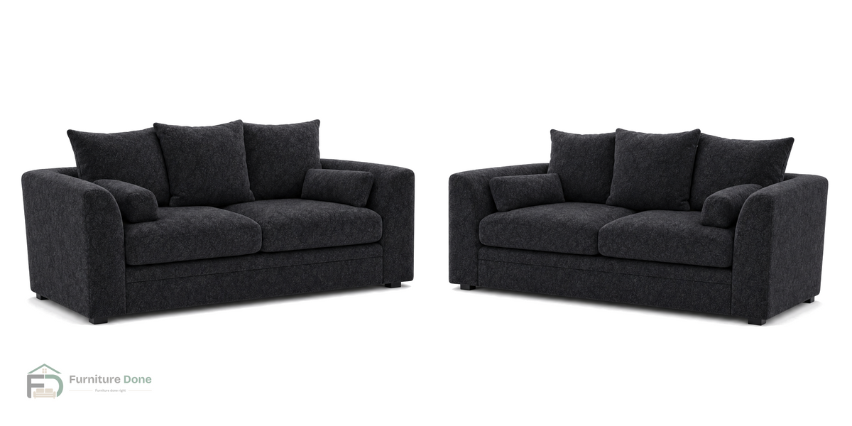 Chicago Scatter Back 2+2 Sofa Set in Dapple Black — Furniture Done