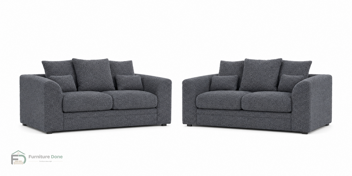 Chicago Scatter Back 2+2 Sofa Set in Teddy Bouclé Grey — Furniture Done