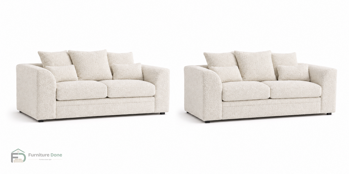 Chicago Scatter Back 2+2 Sofa Set in Teddy Bouclé White — Furniture Done