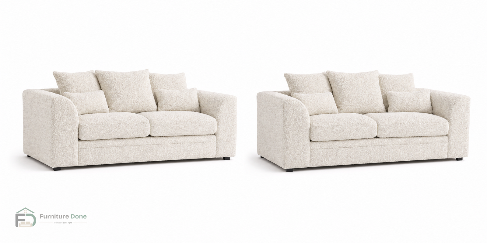 Chicago Scatter Back 2+2 Sofa Set in Teddy Bouclé White — Furniture Done