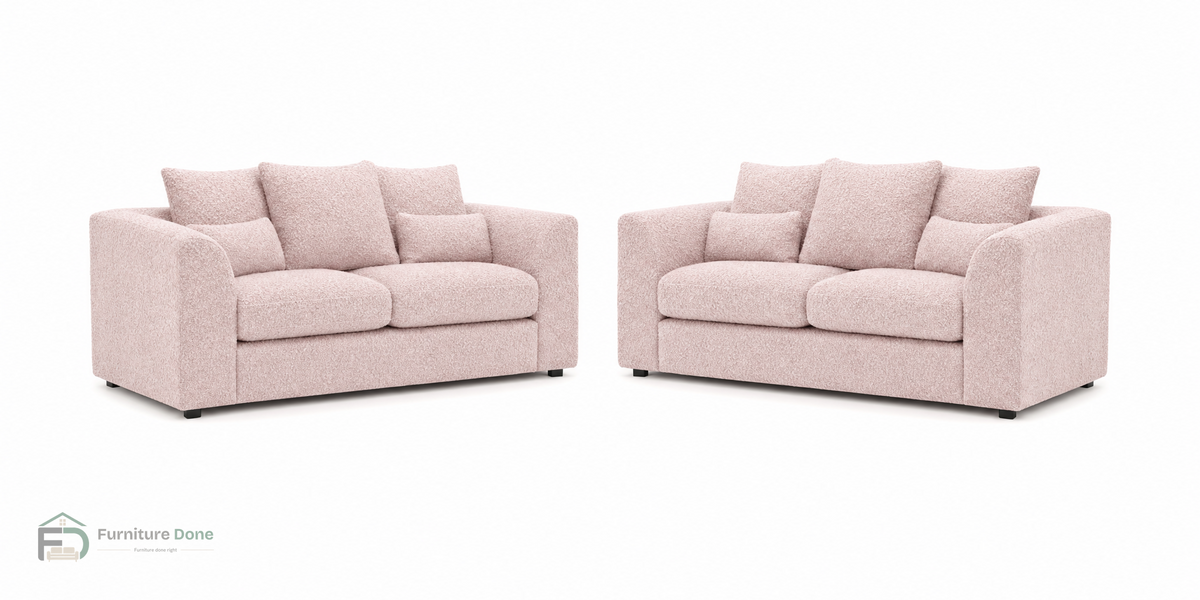 Chicago Scatter Back 2+2 Sofa Set in Teddy Bouclé Pink — Furniture Done