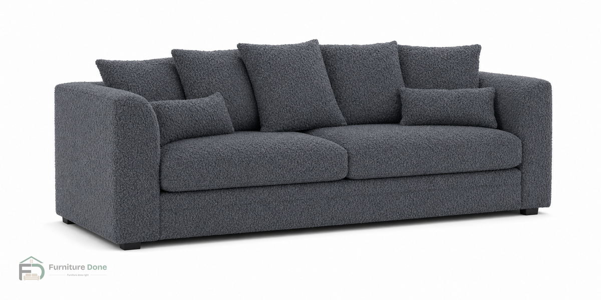 Chicago Scatter Back 3 Seater Sofa in Teddy Bouclé Grey — Furniture Done