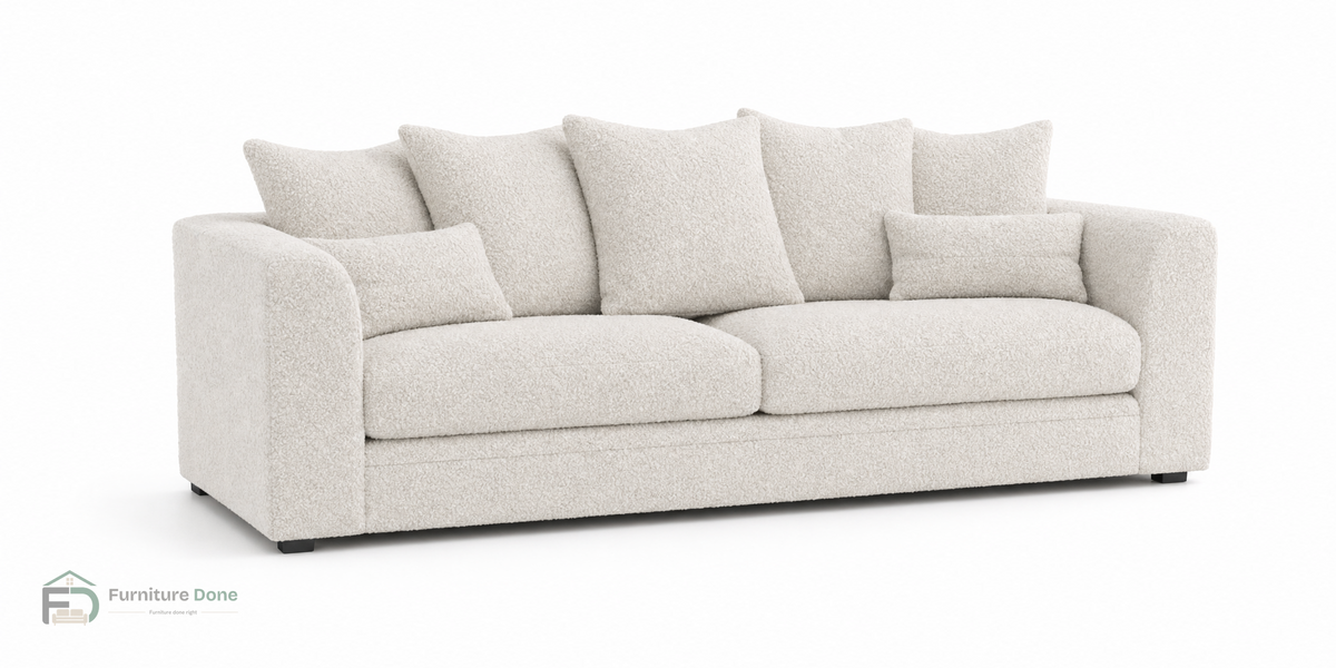 Chicago Scatter Back 3 Seater Sofa in Teddy Bouclé White — Furniture Done