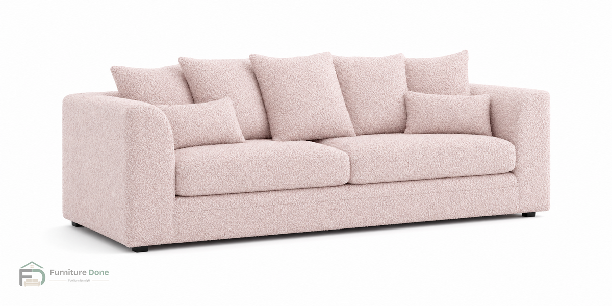 Chicago Scatter Back 3 Seater Sofa in Teddy Bouclé Pink — Furniture Done