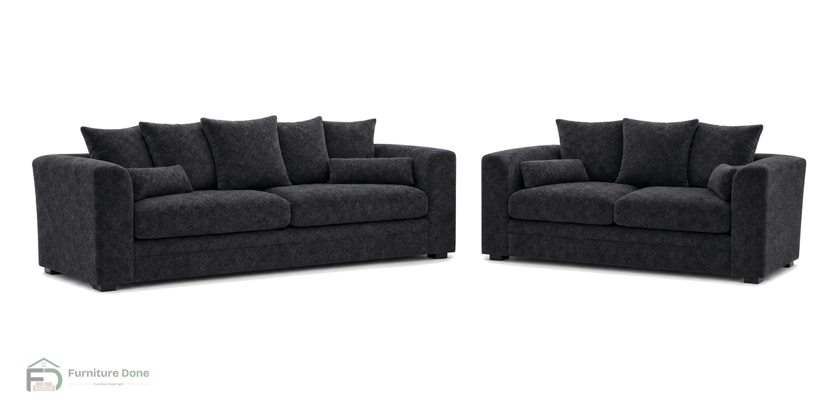 Chicago Scatter Back 3+2 Sofa Set in Dapple Black — Furniture Done