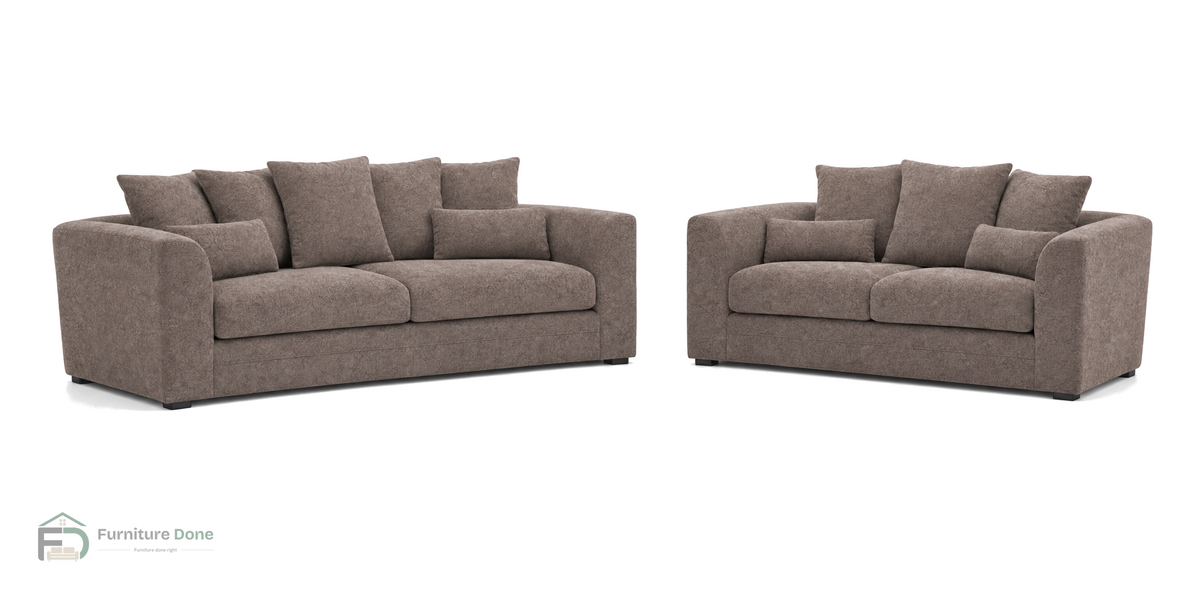 Chicago Scatter Back 3+2 Sofa Set in Dapple Chocolate — Furniture Done