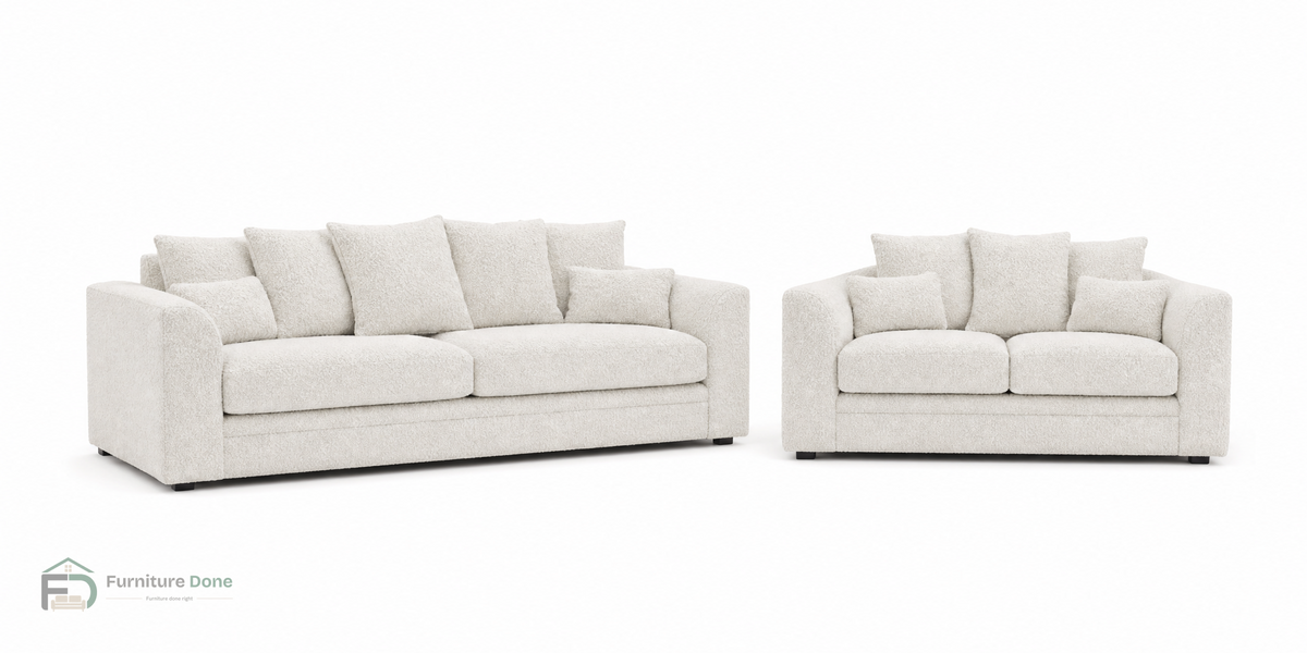 A three seater and a two seater sofa in Teddy Bouclé White
