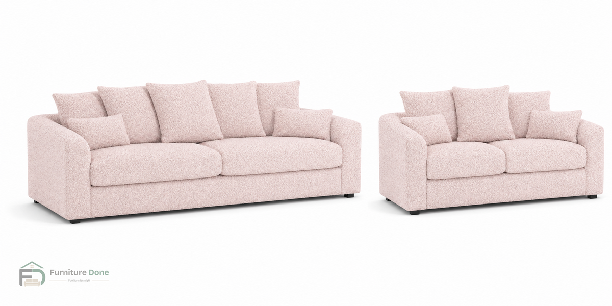 Chicago Scatter Back 3+2 Sofa Set in Teddy Bouclé Pink — Furniture Done