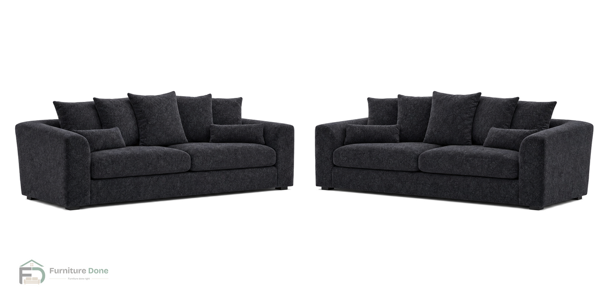 Chicago Scatter Back 3+3 Sofa Set in Dapple Black — Furniture Done