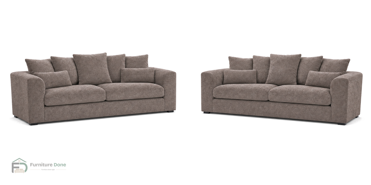 Chicago Scatter Back 3+3 Sofa Set in Dapple Chocolate — Furniture Done
