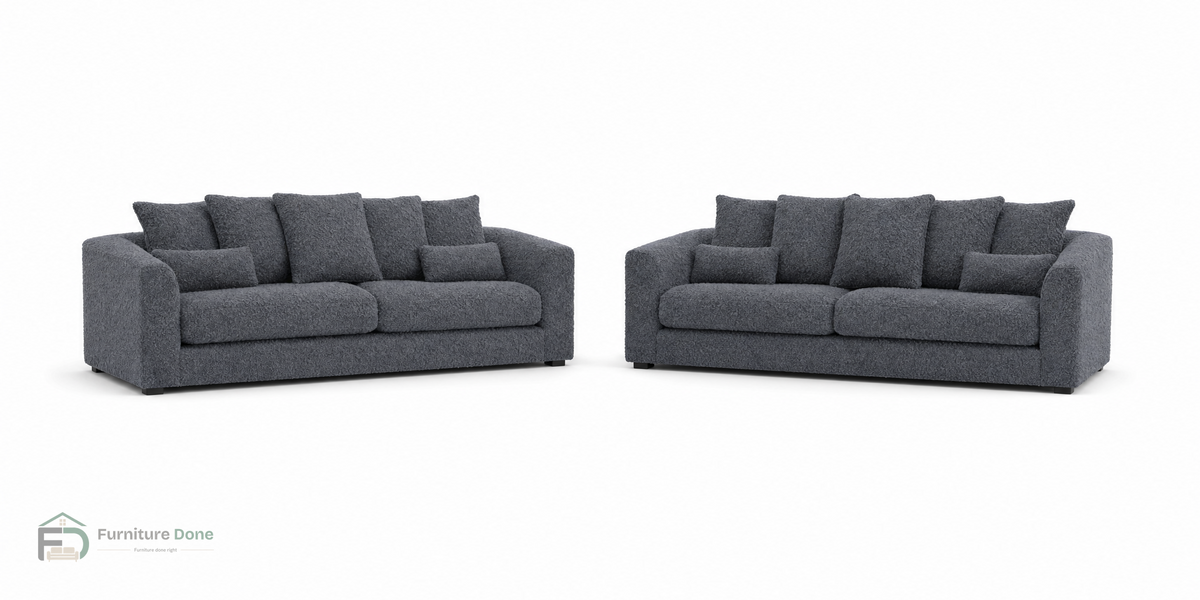Chicago Scatter Back 3+3 Sofa Set in Teddy Bouclé Grey — Furniture Done