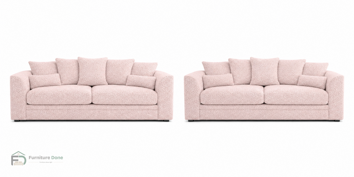 Chicago Scatter Back 3+3 Sofa Set in Teddy Bouclé Pink — Furniture Done