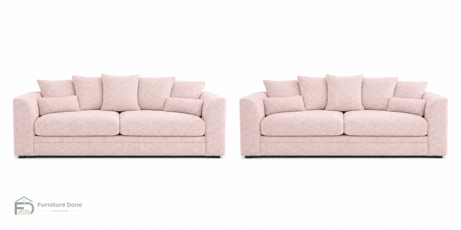 Chicago Scatter Back 3+3 Sofa Set in Teddy Bouclé Pink — Furniture Done