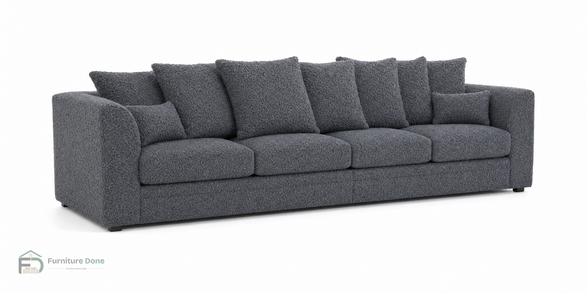 Chicago Scatter Back 4 Seater Sofa in Teddy Bouclé Grey — Furniture Done