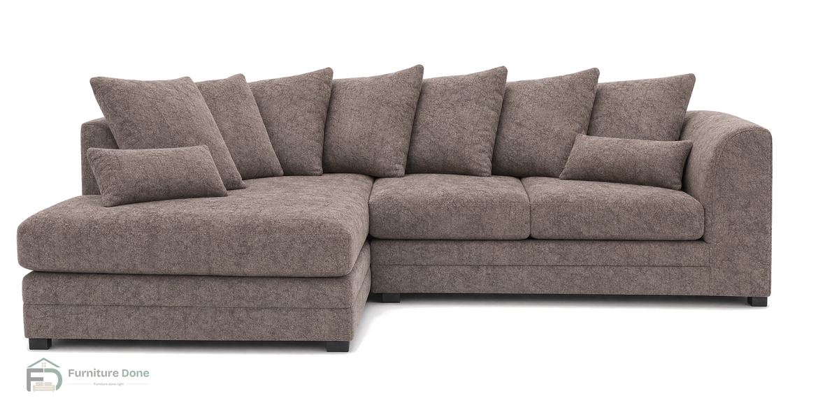 Chicago Scatter Back Corner Sofa LH in Dapple Chocolate — Furniture Done