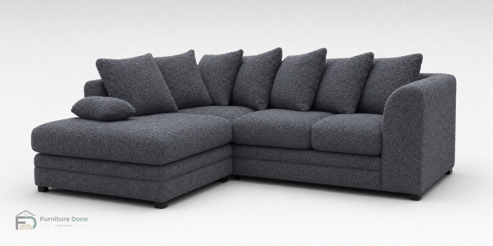 Chicago Scatter Back Corner Sofa LH in Teddy Bouclé Grey — Furniture Done