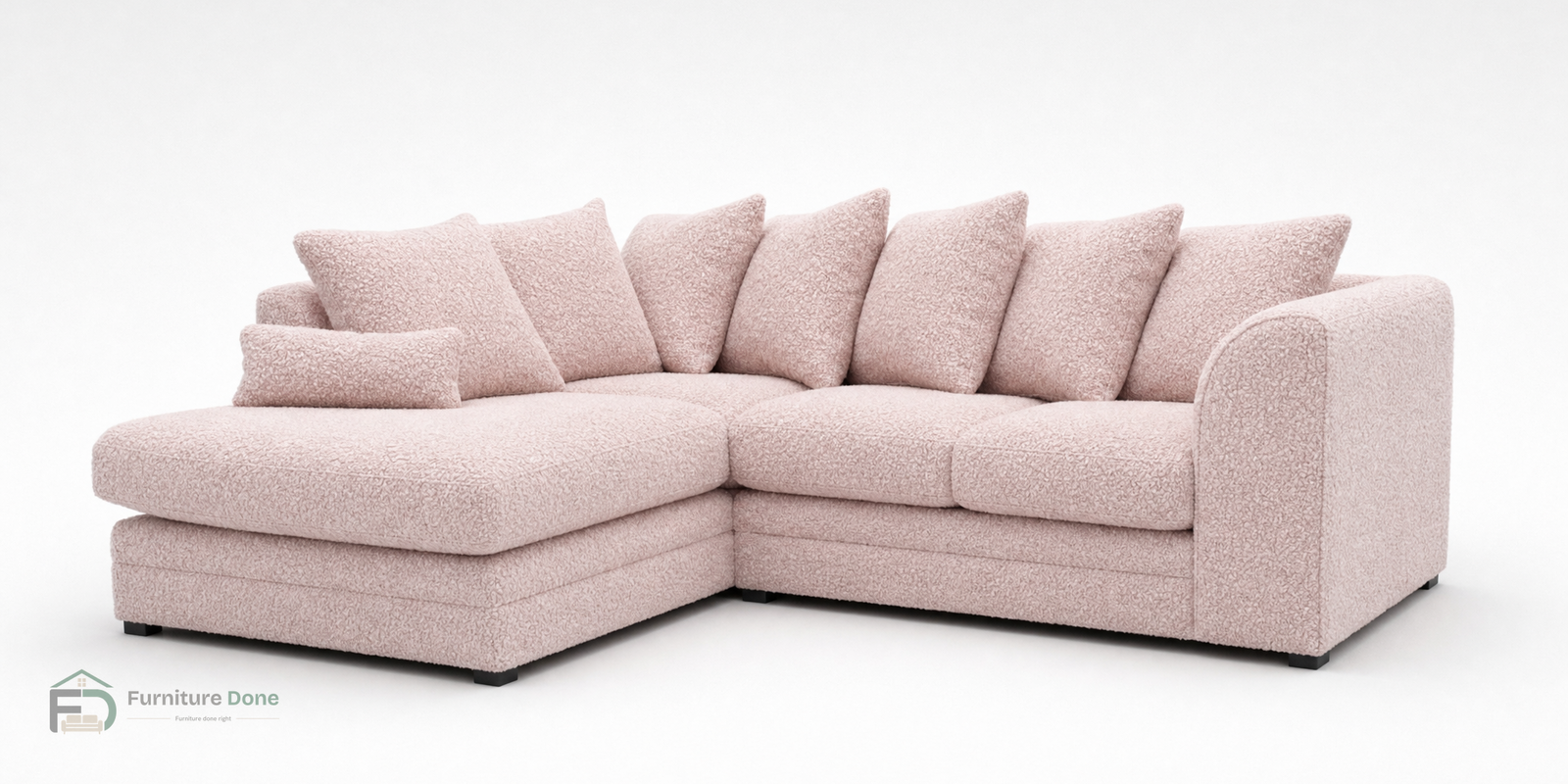 Chicago Scatter Back Corner Sofa LH in Teddy Bouclé Pink — Furniture Done