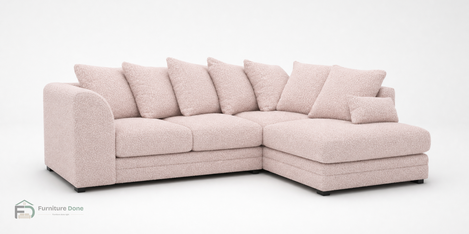 Chicago Scatter Back Corner Sofa RH in Teddy Bouclé Pink — Furniture Done