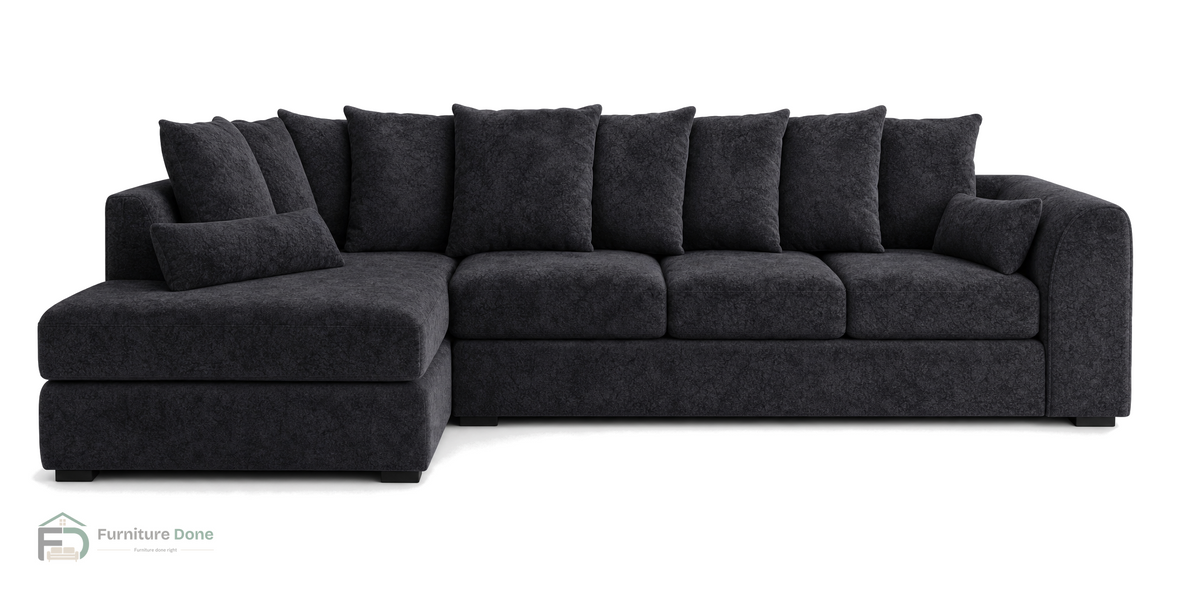 Chicago Scatter Back Large Corner Sofa LH in Dapple Black — Furniture Done