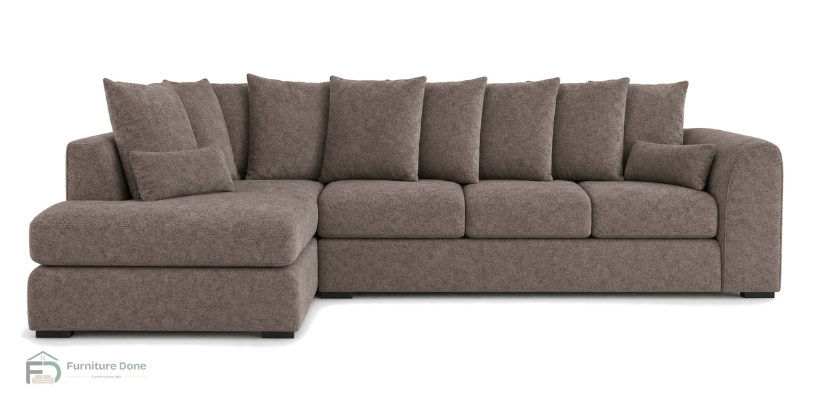 Chicago Scatter Back Large Corner Sofa LH in Dapple Chocolate — Furniture Done