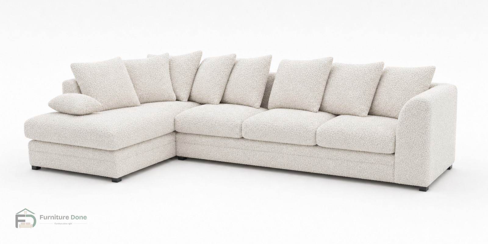 Chicago Scatter Back Large Corner Sofa LH in Teddy Bouclé White — Furniture Done