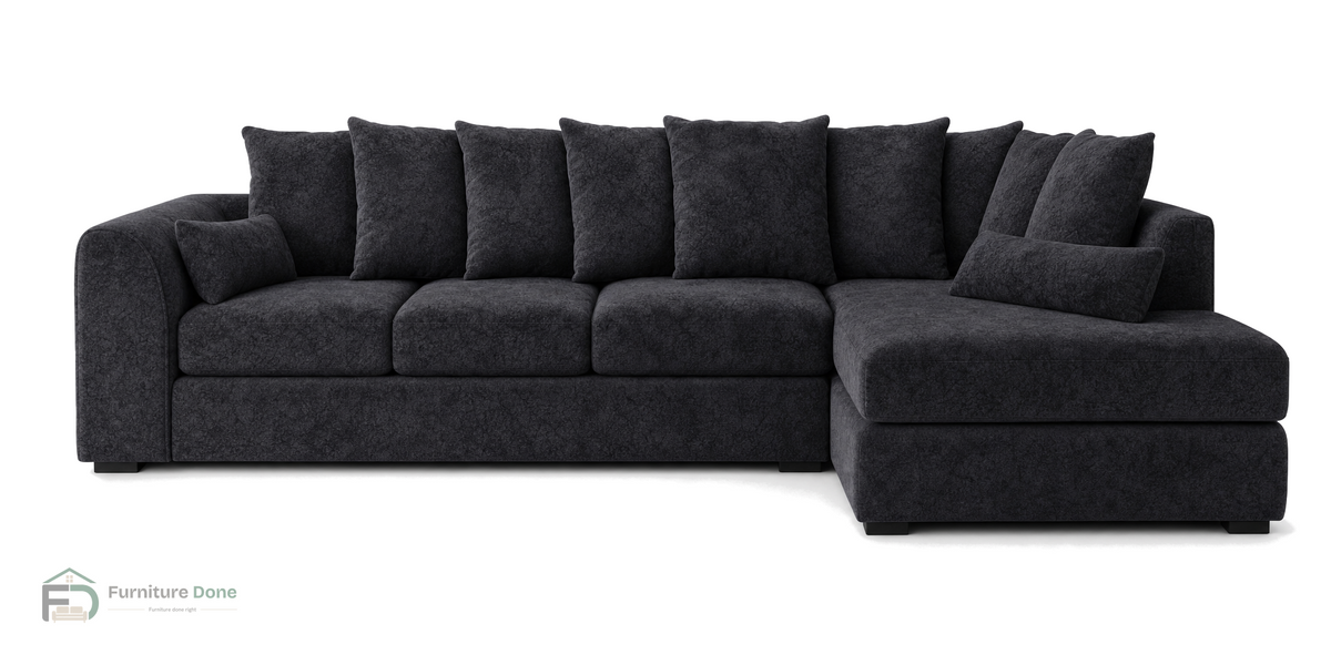 Chicago Scatter Back Large Corner Sofa RH in Dapple Black — Furniture Done