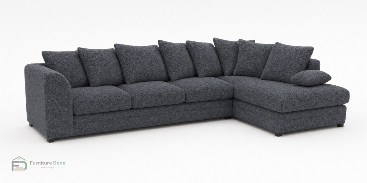 Chicago Scatter Back Large Corner Sofa RH in Teddy Bouclé Grey — Furniture Done