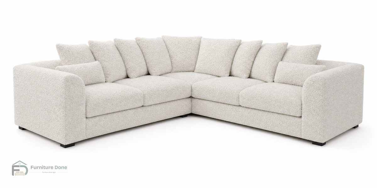 Chicago Scatter Back Symmetrical Sofa in Teddy Bouclé White — Furniture Done