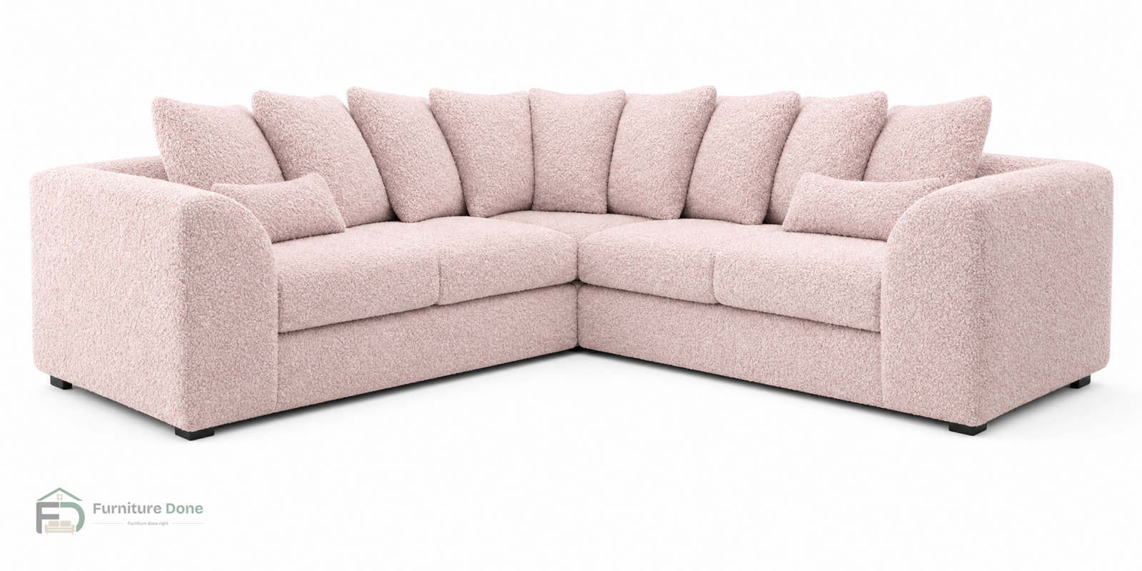 Chicago Scatter Back Symmetrical Sofa in Teddy Bouclé Pink — Furniture Done