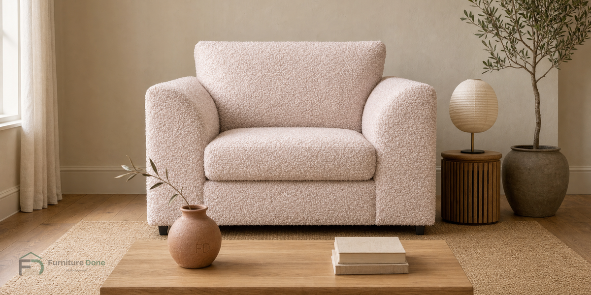 Chicago Armchair in Teddy Bouclé Pink — Furniture Done