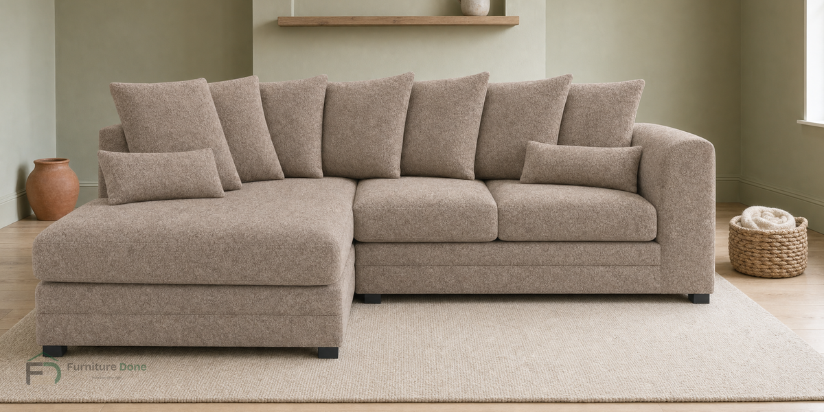 Chicago Scatter Back Corner Sofa LH in Dapple Caramel — Furniture Done