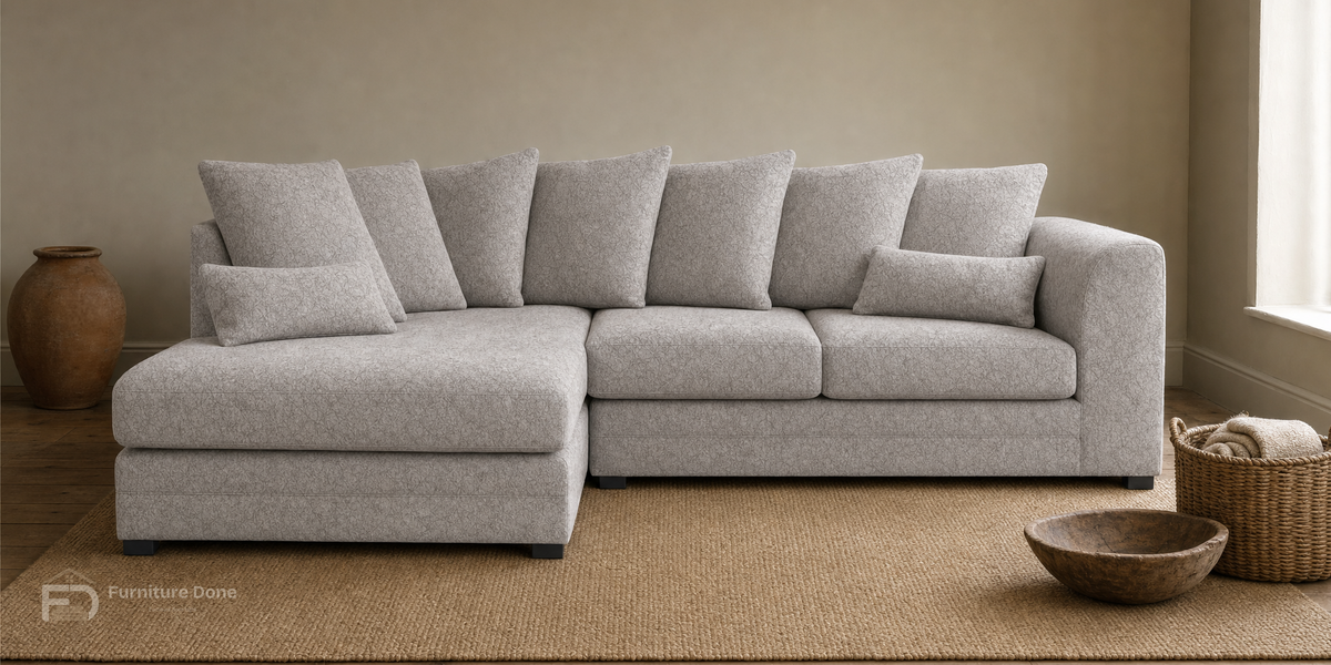 Chicago Scatter Back Corner Sofa LH in Dapple Oatmeal — Furniture Done