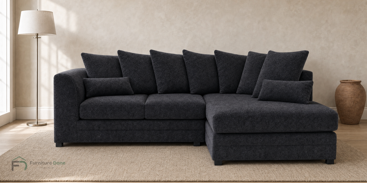 Chicago Scatter Back Corner Sofa RH in Dapple Black — Furniture Done