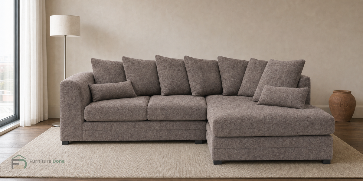 Chicago Scatter Back Corner Sofa RH in Dapple Chocolate — Furniture Done