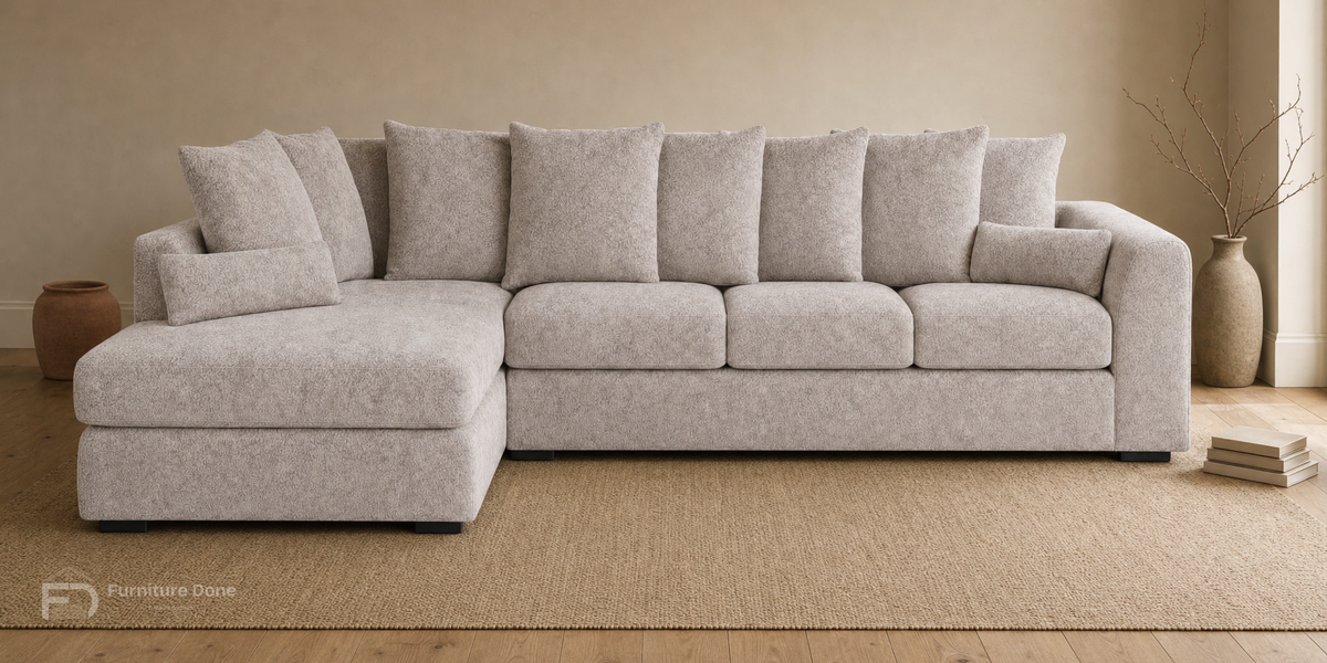 Chicago Scatter Back Large Corner Sofa LH in Dapple Cream — Furniture Done