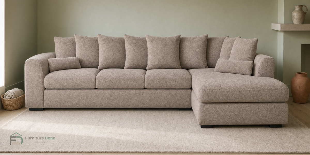 Chicago Scatter Back Large Corner Sofa RH in Dapple Caramel — Furniture Done