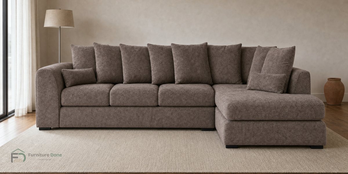 Chicago Scatter Back Large Corner Sofa RH in Dapple Chocolate — Furniture Done
