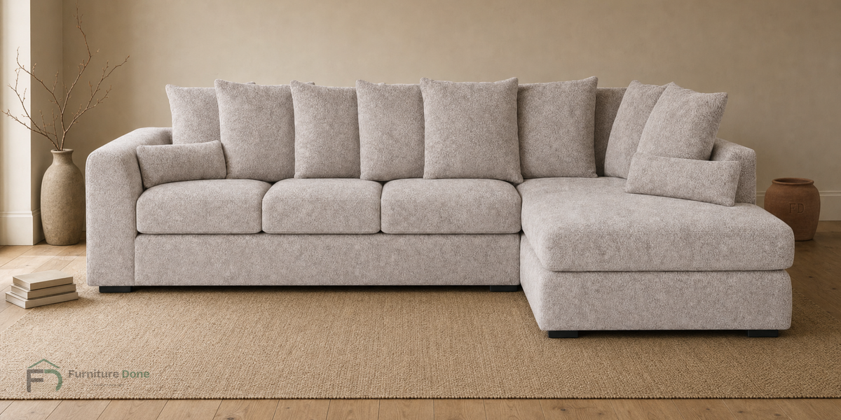 Chicago Scatter Back Large Corner Sofa RH in Dapple Cream — Furniture Done