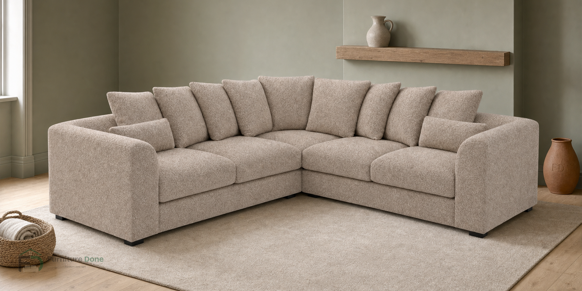 Chicago Scatter Back Symmetrical Sofa in Dapple Caramel — Furniture Done