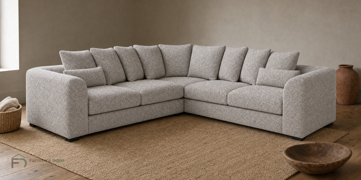 Chicago Scatter Back Symmetrical Sofa in Dapple Oatmeal — Furniture Done