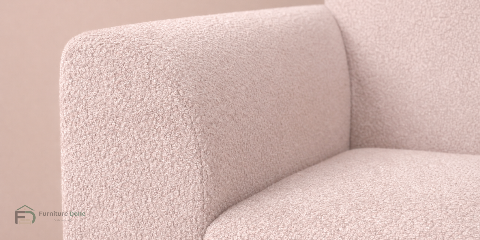 Teddy Bouclé Pink arm fabric close-up — Furniture Done
