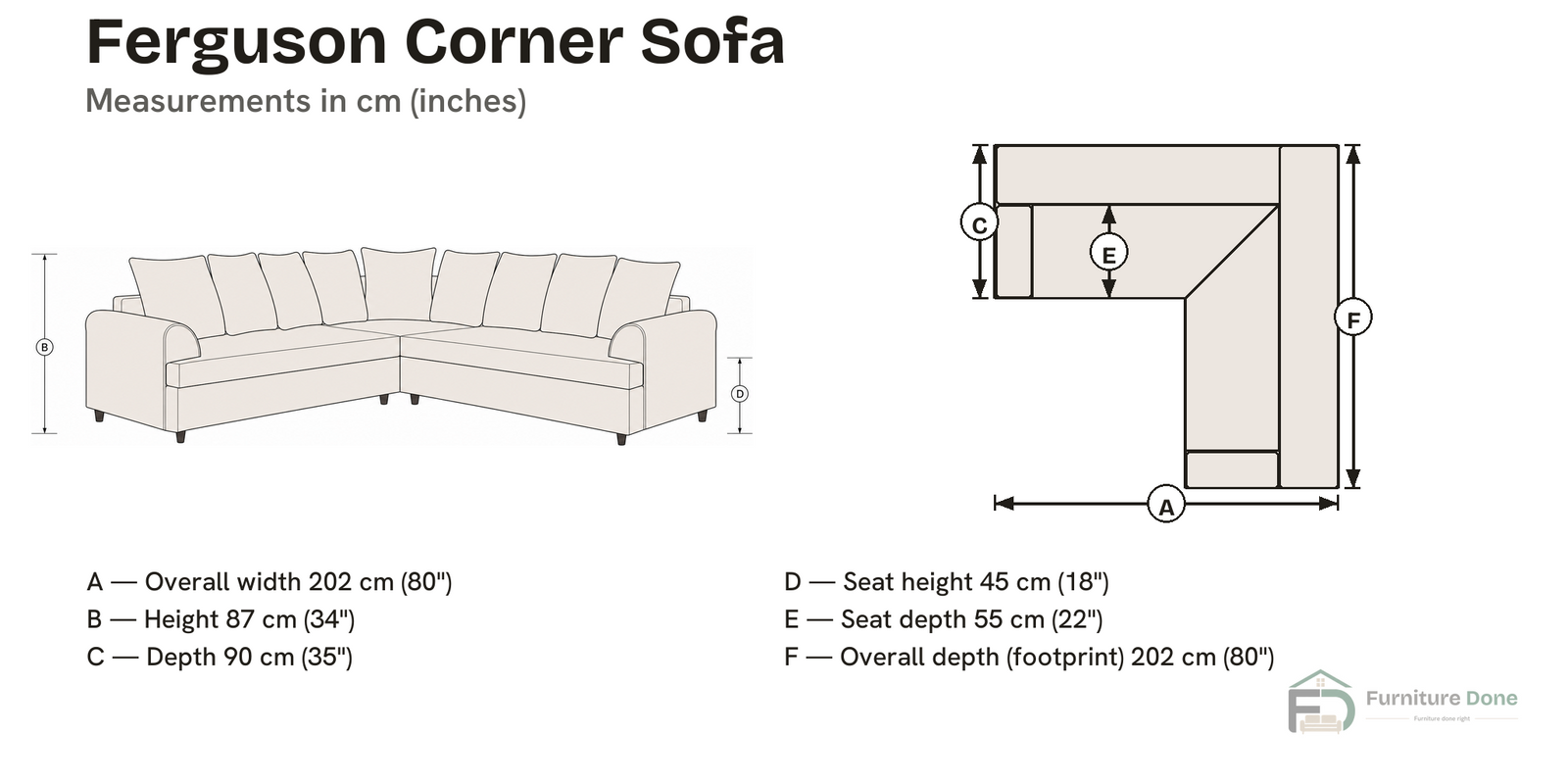 Ferguson Corner Sofa dimensions — Furniture Done