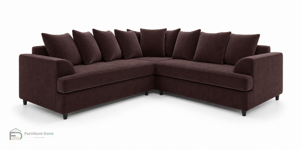 Ferguson Corner Sofa in Plush Velvet Brown — Furniture Done