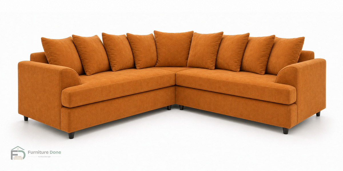 Ferguson Corner Sofa in Plush Velvet Burnt Orange — Furniture Done