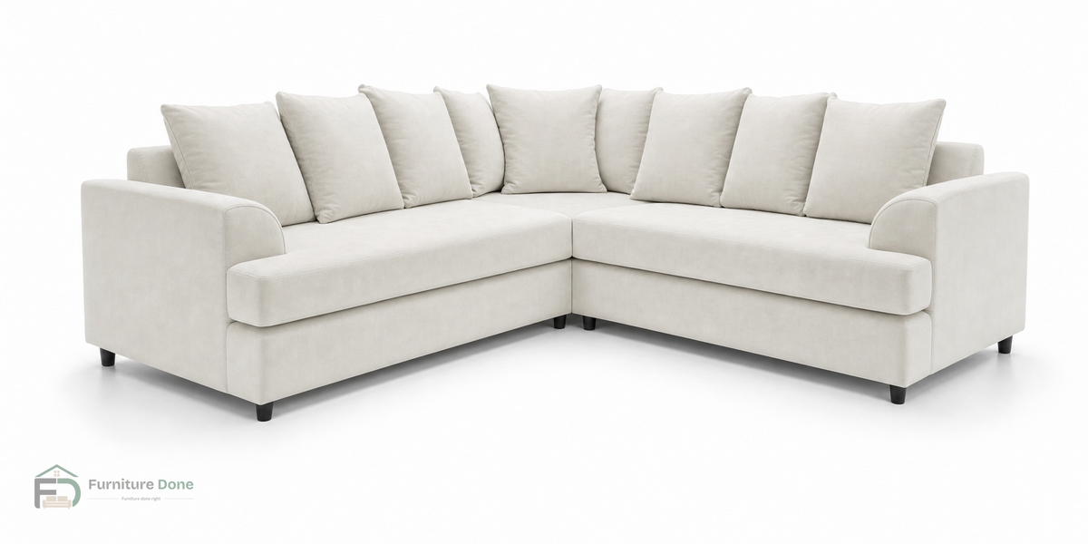 Ferguson Corner Sofa in Plush Velvet Cream — Furniture Done
