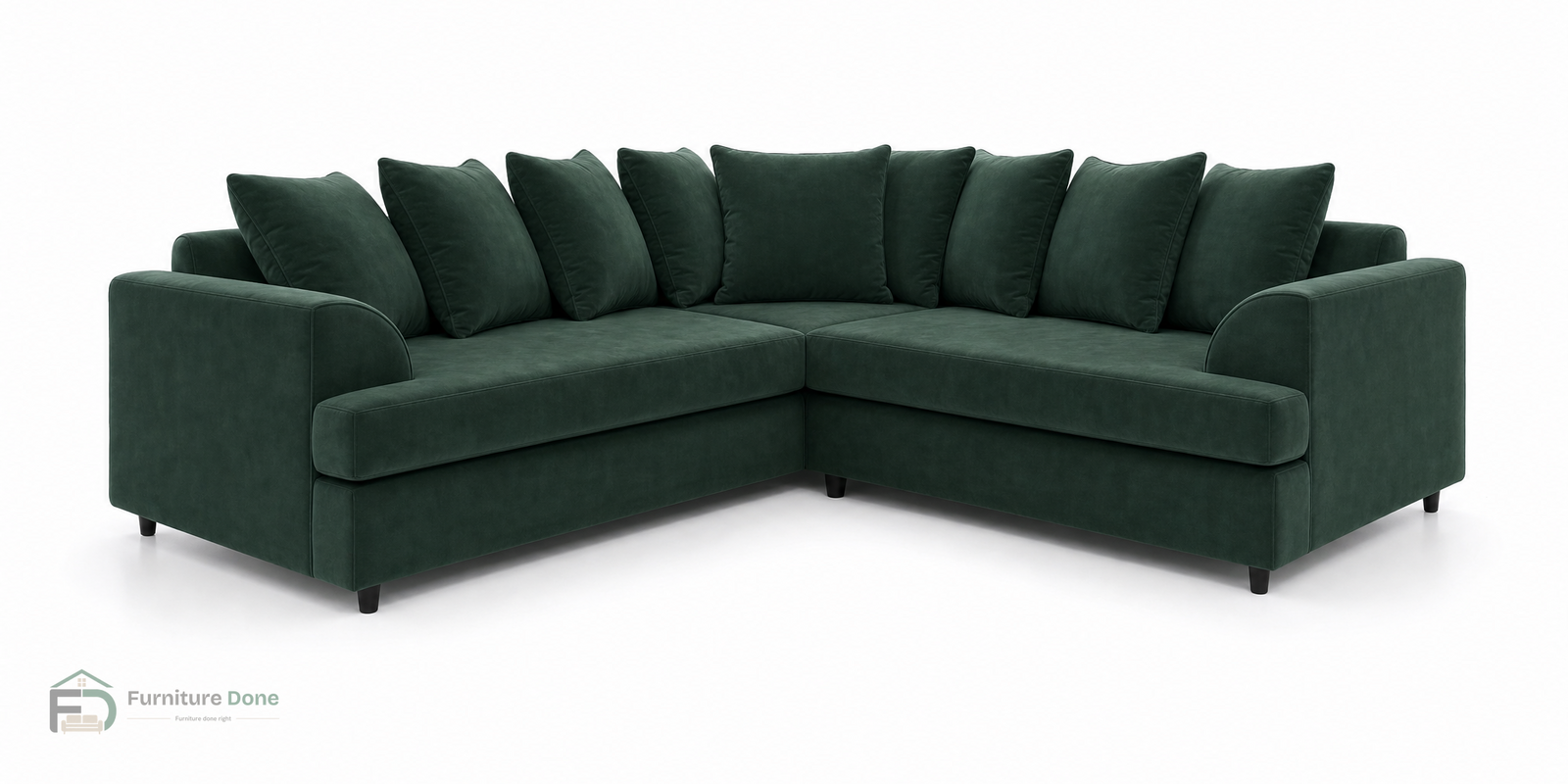 Ferguson Corner Sofa in Plush Velvet Green — Furniture Done