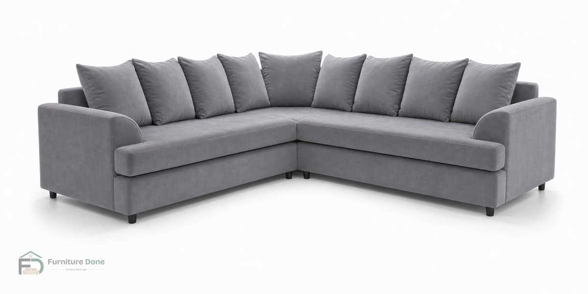 Ferguson Corner Sofa in Plush Velvet Grey — Furniture Done