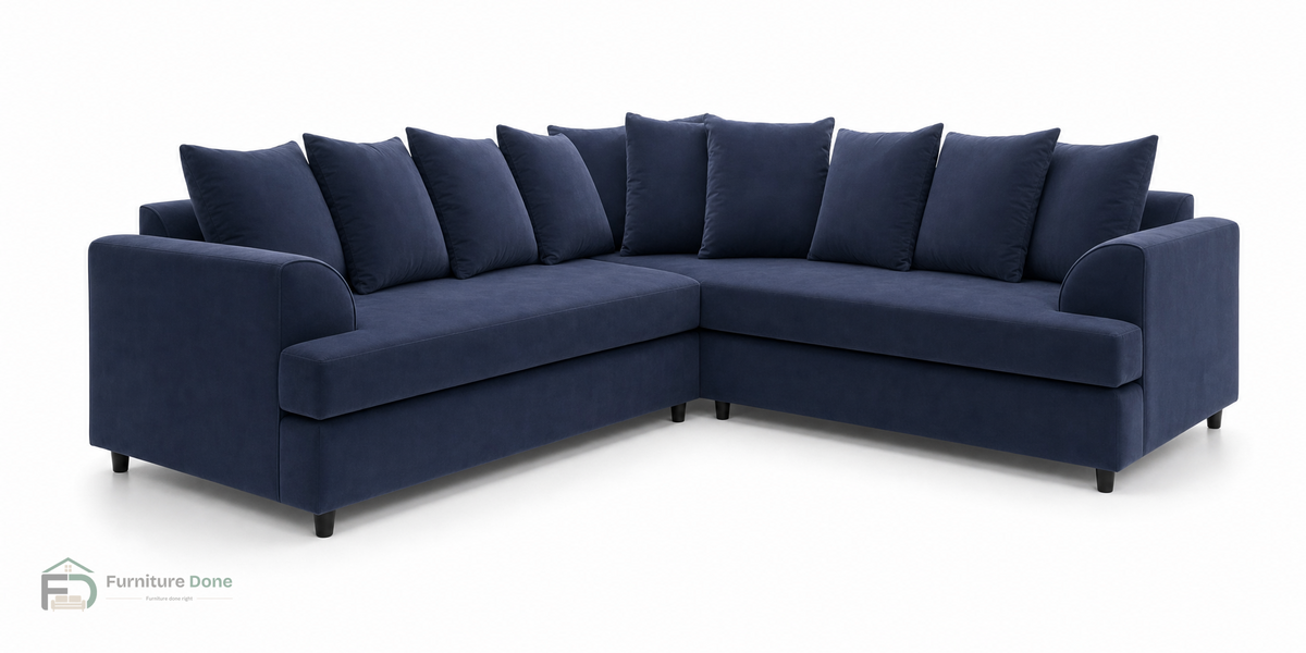 Ferguson Corner Sofa in Plush Velvet Navy — Furniture Done