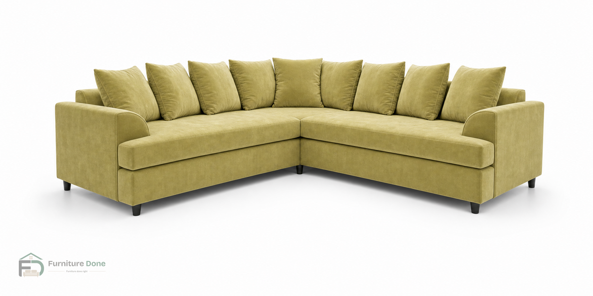 Ferguson Corner Sofa in Plush Velvet Olive — Furniture Done